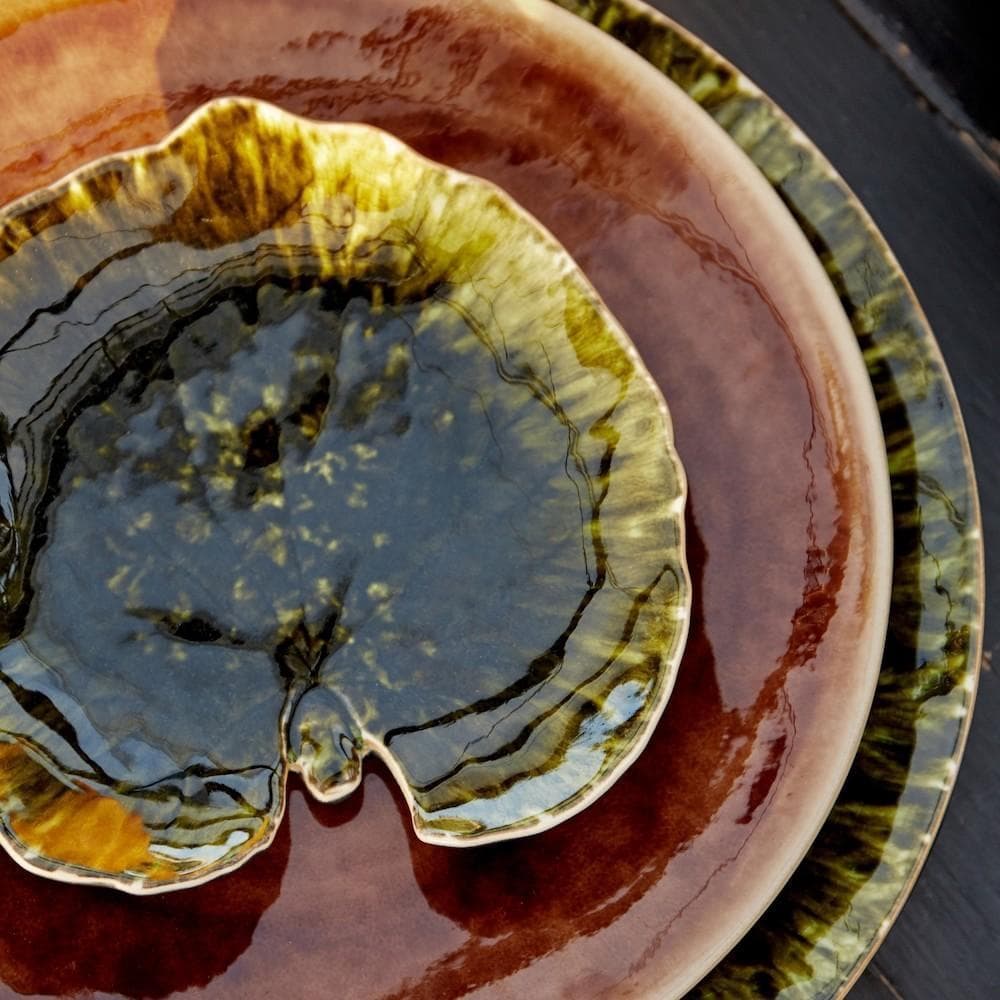 Alchemilla Leaf I Stoneware Small Plate - Dark green