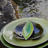 Alchemilla Leaf I Stoneware Small Plate - Dark green