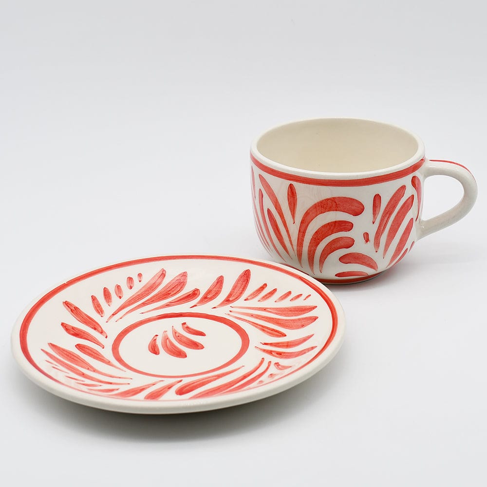 Andorinha I Large Ceramic Cup and Saucer - Red