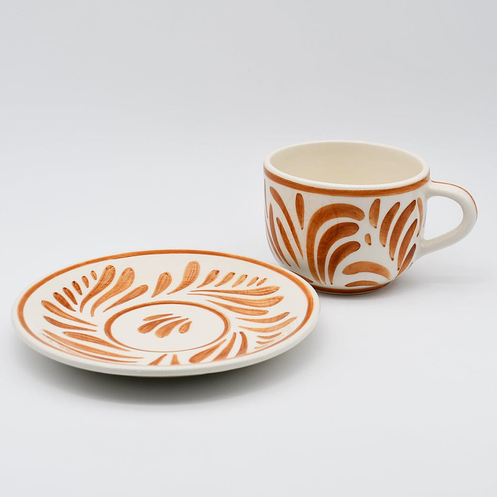 Andorinha I Large Ceramic Cup and Saucer - Terracotta