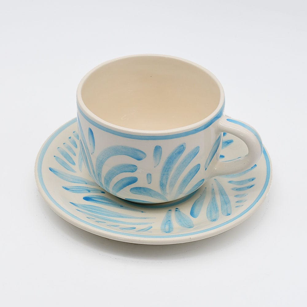 Andorinha I Large Ceramic Cup and Saucer - Turquoise