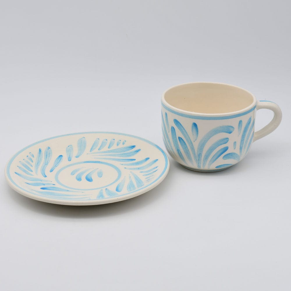 Andorinha I Large Ceramic Cup and Saucer - Turquoise