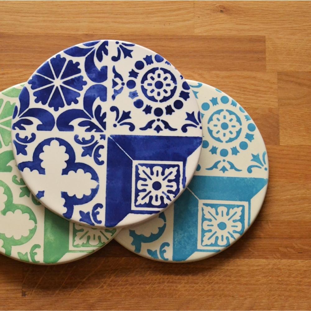 Azulejo I Ceramic and Cork Trivet