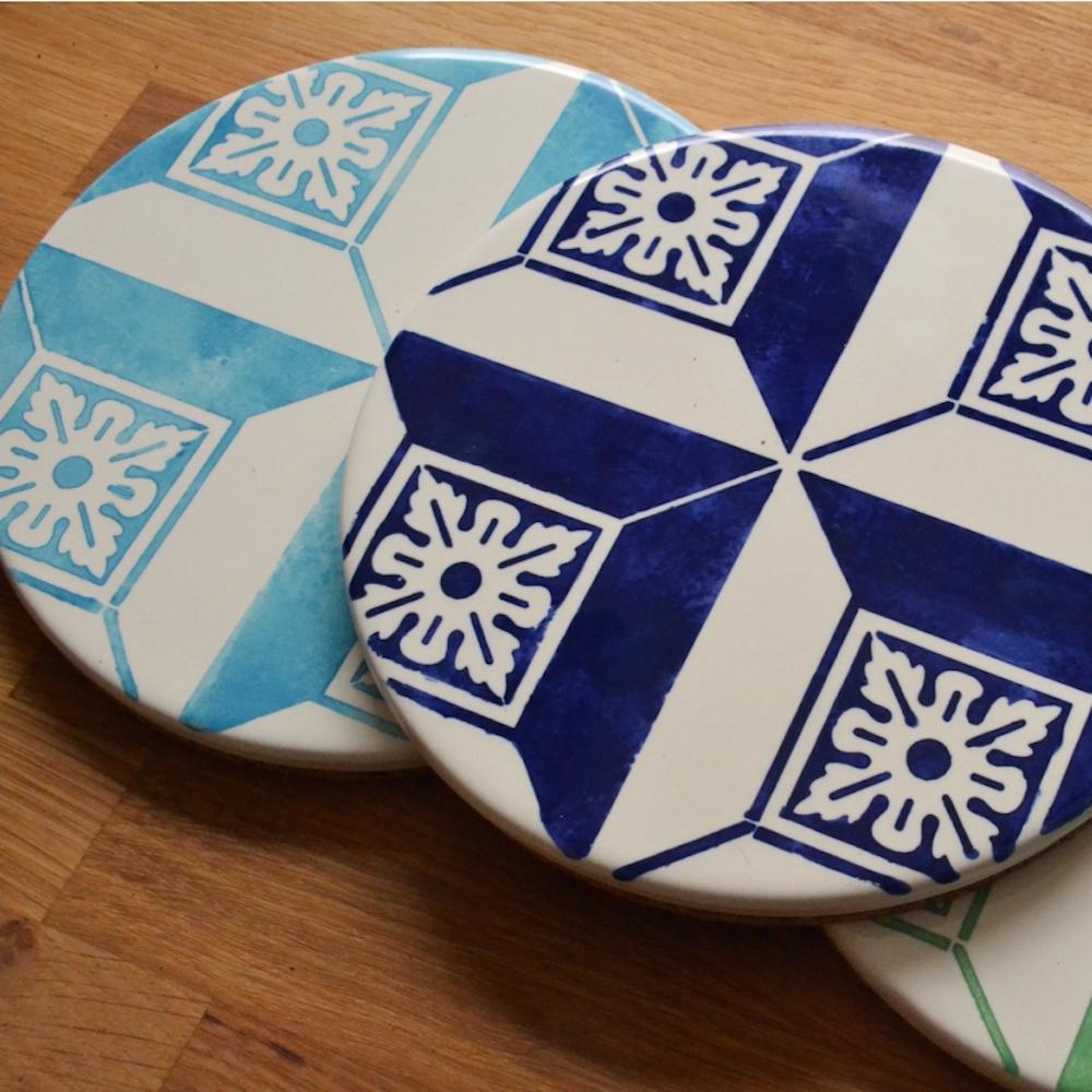 Azulejo I Ceramic and Cork Trivet