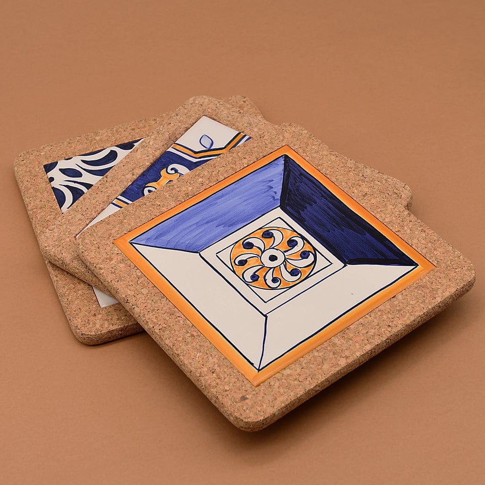 Azulejo I Ceramic and Cork Trivet 8 patterns - 7.9"