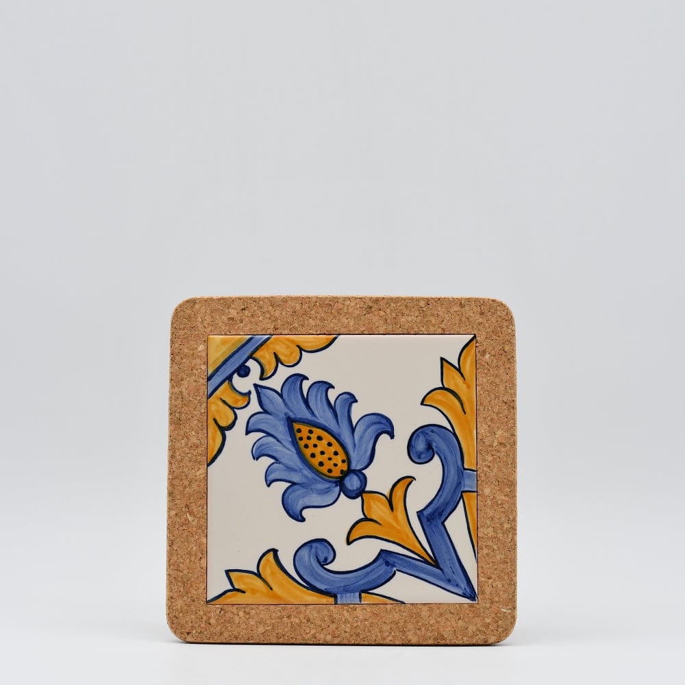 Azulejo I Ceramic and Cork Trivet 8 patterns - 7.9" Motif 3