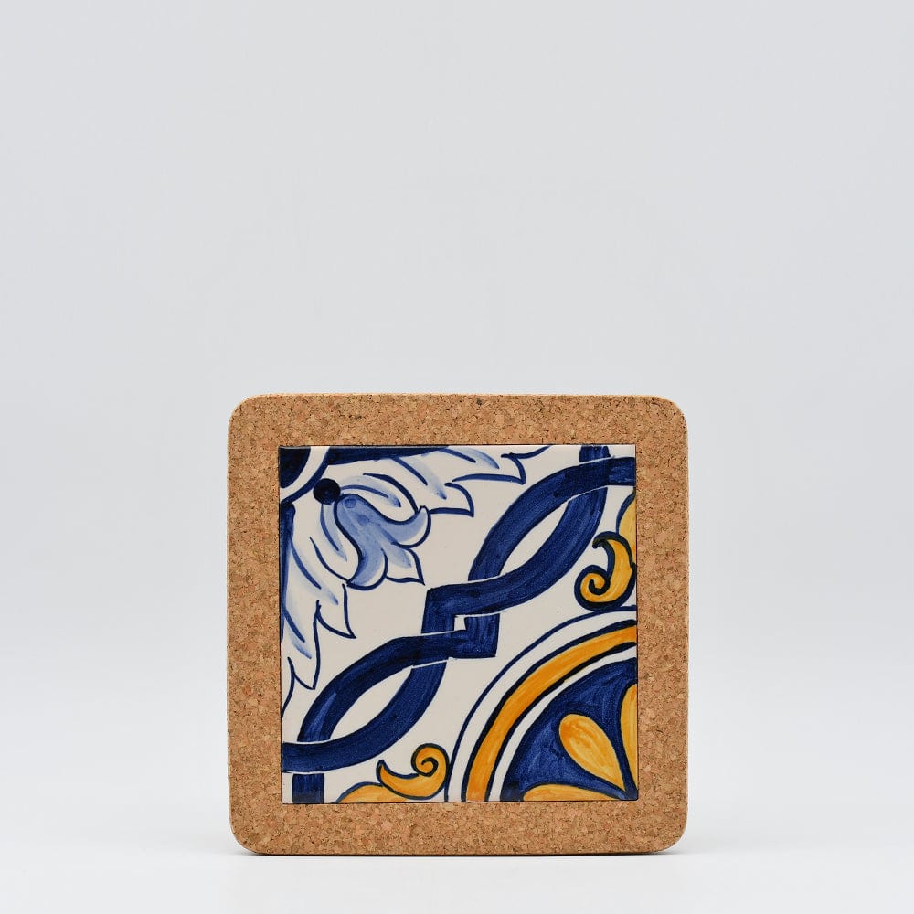 Azulejo I Ceramic and Cork Trivet 8 patterns - 7.9" Motif 5