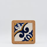 Azulejo I Ceramic and Cork Trivet 8 patterns - 7.9" Motif 6