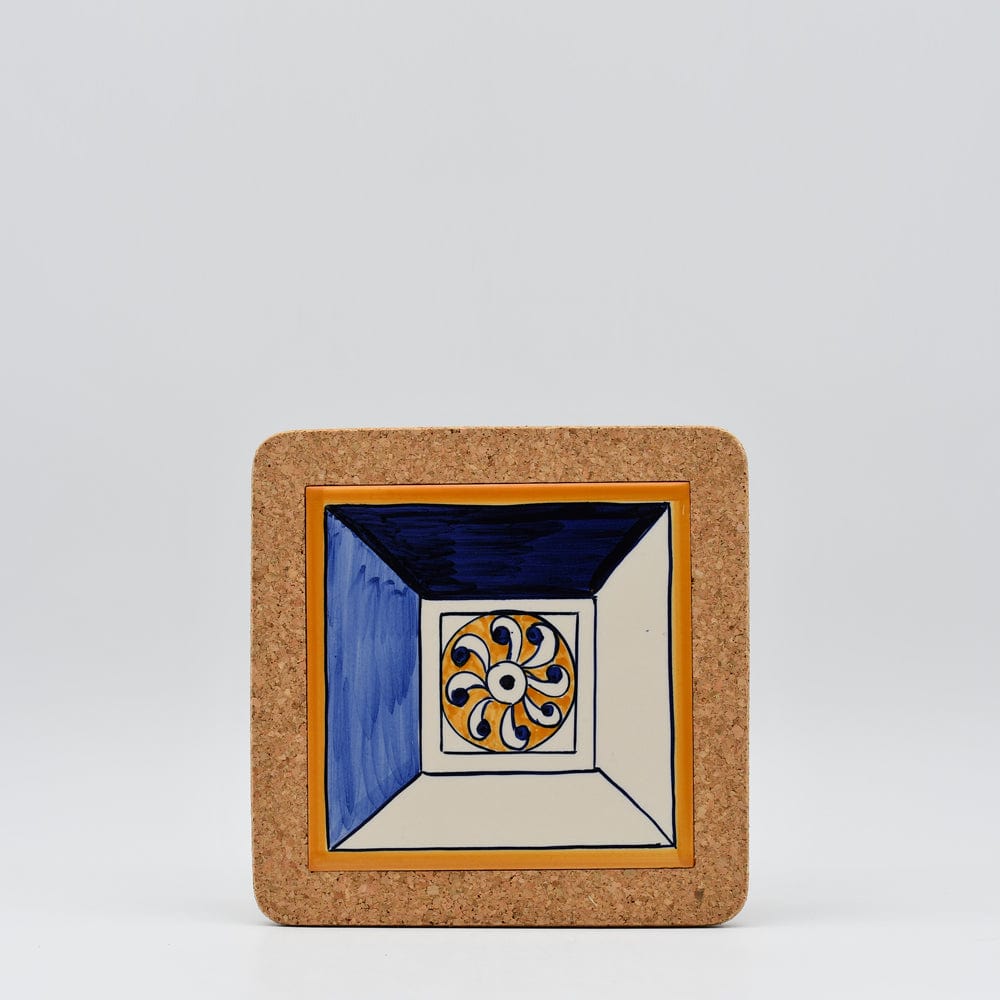 Azulejo I Ceramic and Cork Trivet 8 patterns - 7.9" Motif 8