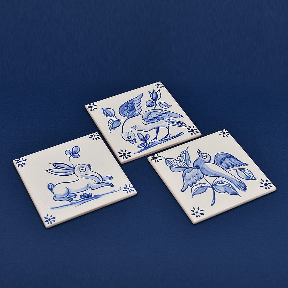 Azulejo portugais I Carreau de faience représentant un lapin Azulejo 11x11cm - Coelho