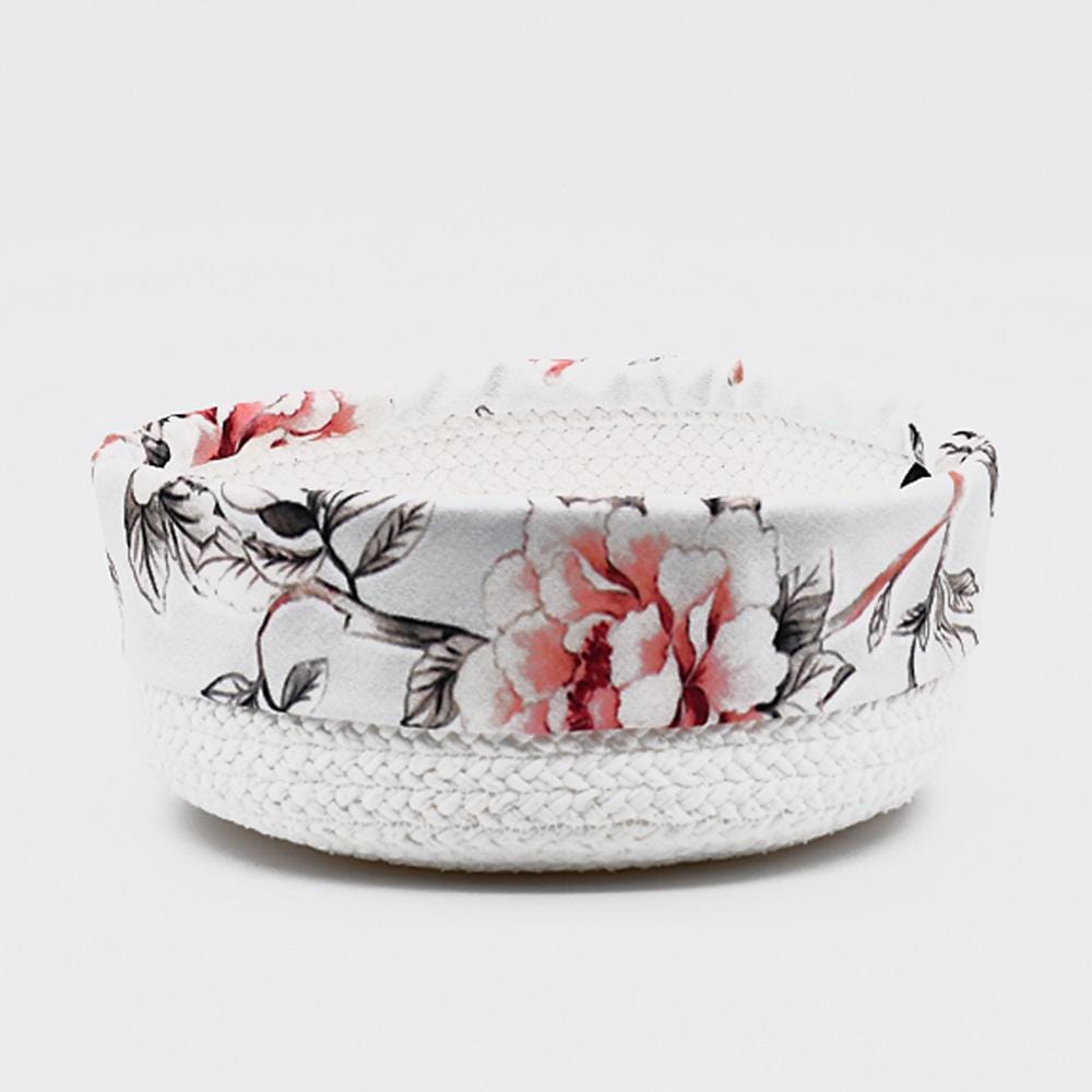 Bathroom Coton Basket - White & pink