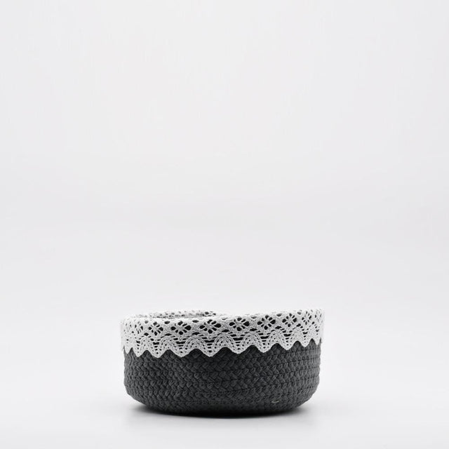 Bathroom Cotton Basket - Grey embroidered