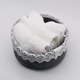 Bathroom Cotton Basket - Grey embroidered