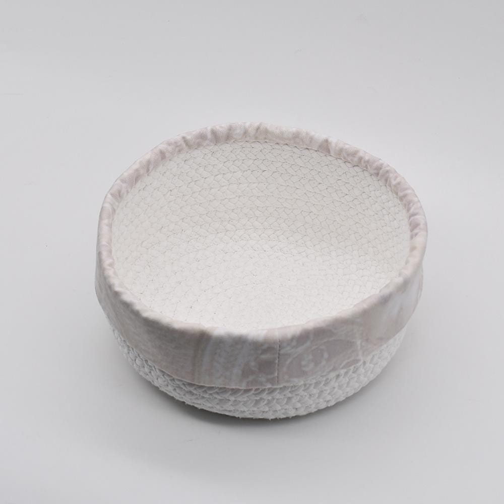 Bathroom Cotton Basket - White & beige