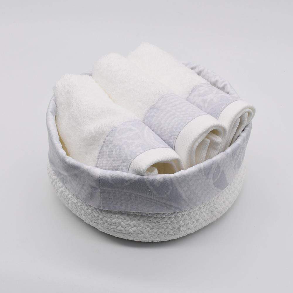 Bathroom Cotton Basket - White & grey