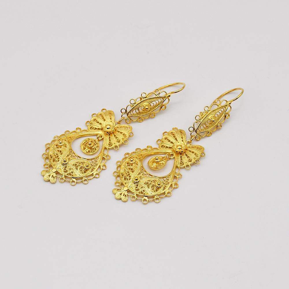 Brincos À Princesa I Gold-plated Silver Filigree Earrings - 2.2''