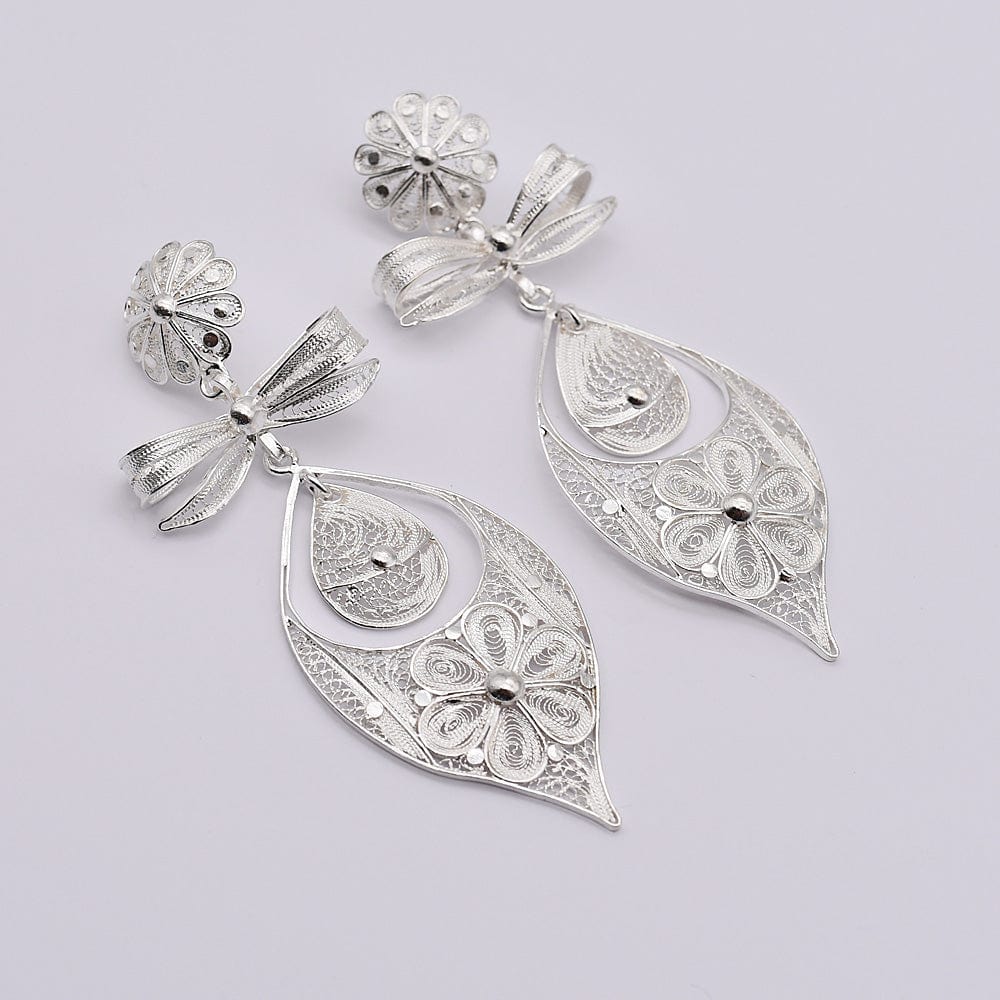 Brincos À Princesa I Silver Filigree Earrings - 3.5"