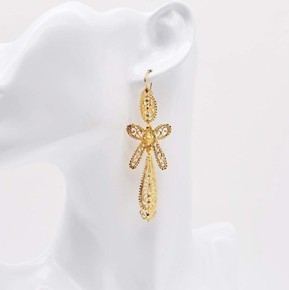 Brincos À Rei I Gold-plated Silver Filigree Earrings - 2.6''