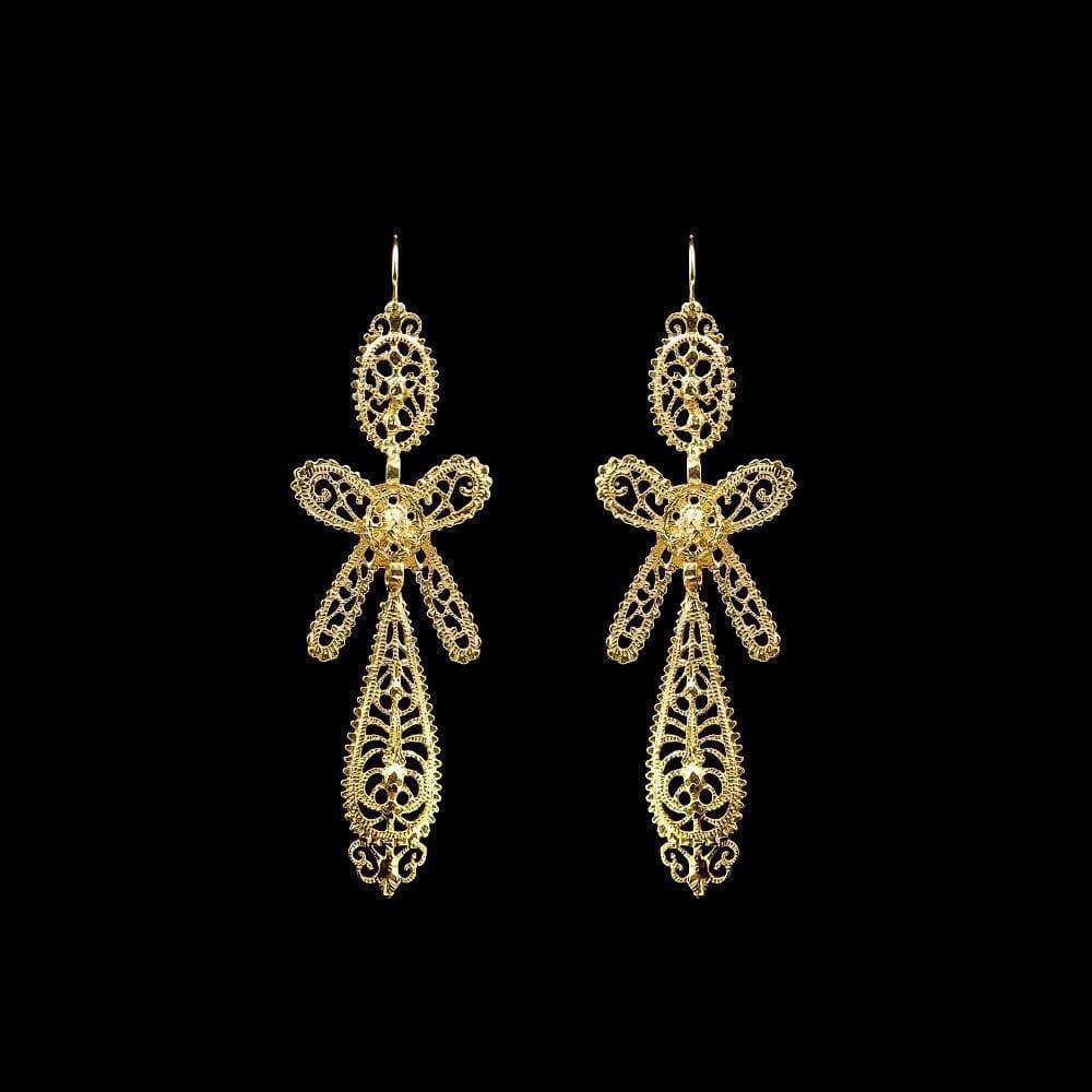 Brincos À Rei I Gold-plated Silver Filigree Earrings - 2.6''