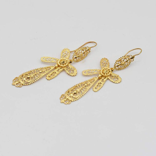 Brincos À Rei I Gold-plated Silver Filigree Earrings - 2.6''