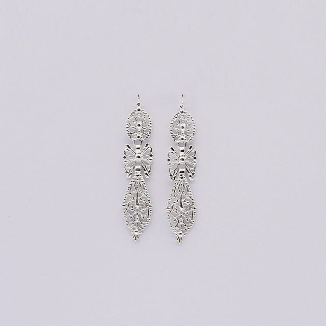 Brincos À Rei I Silver Filigree Earrings - 2.4"