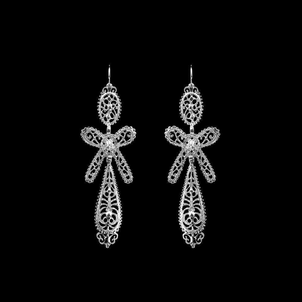 Brincos À Rei I Silver Filigree Earrings - 2.6''