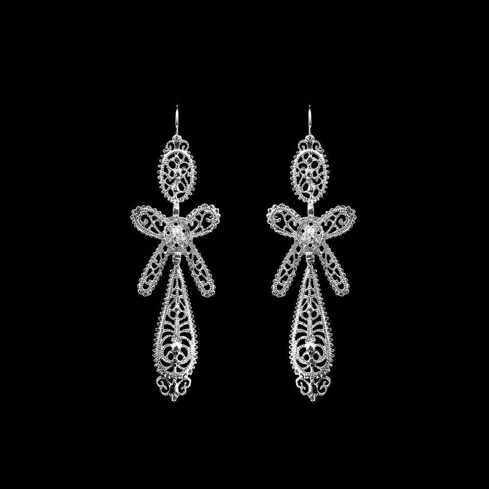 Brincos À Rei I Silver Filigree Earrings - 2.6''