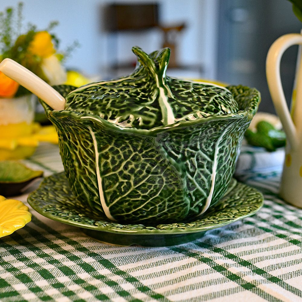 Cabbage-shaped Ceramic Tureen - 7.9''
