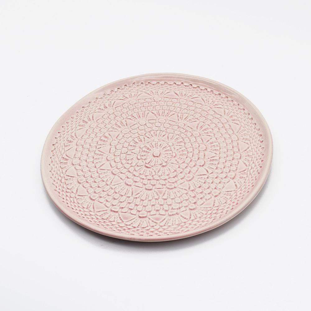 Carimbada I Handmade Ceramic Plate 7.9" - Pink