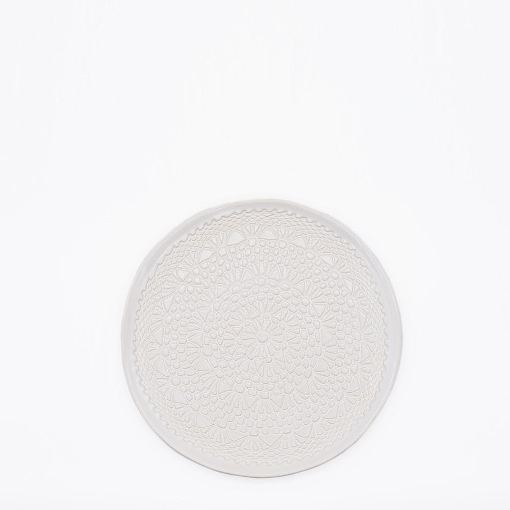 Carimbada I Handmade Ceramic Plate 7.9" - White