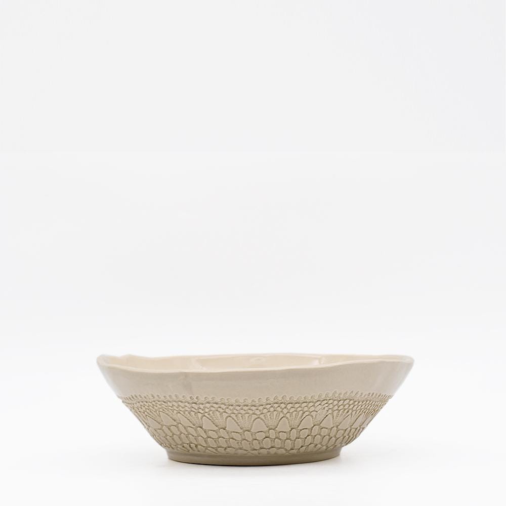 Carimbada I Handmade Ceramic Salad Bowl 7.5" - Beige