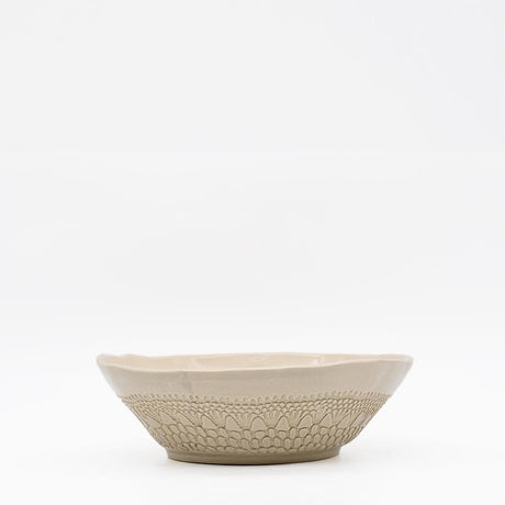 Carimbada I Handmade Ceramic Salad Bowl 7.5" - Beige