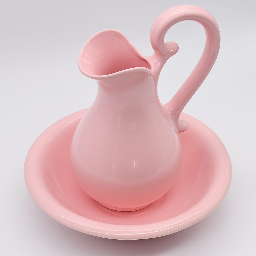 Ceramic Pitcher and Washbasin - Pink