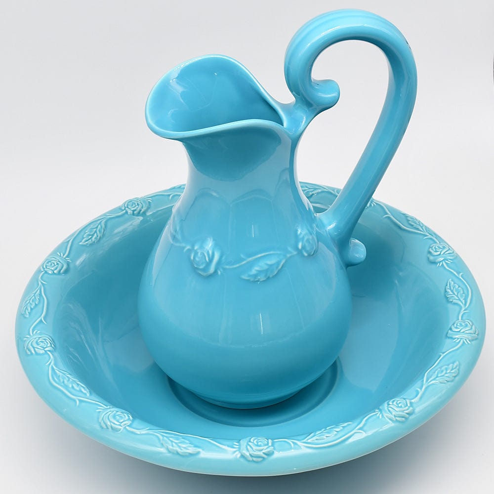 Ceramic Pitcher and Washbasin - Turquoise