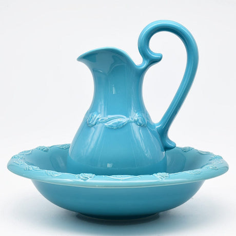 Ceramic Pitcher and Washbasin - Turquoise