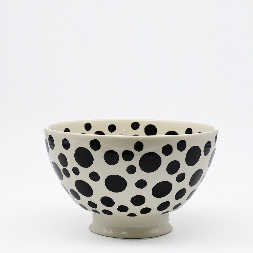 Ceramic Salad Bowl with Black Dots