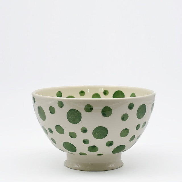 Ceramic Salad Bowl with Green Dots