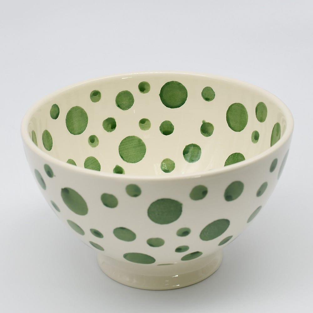 Ceramic Salad Bowl with Green Dots