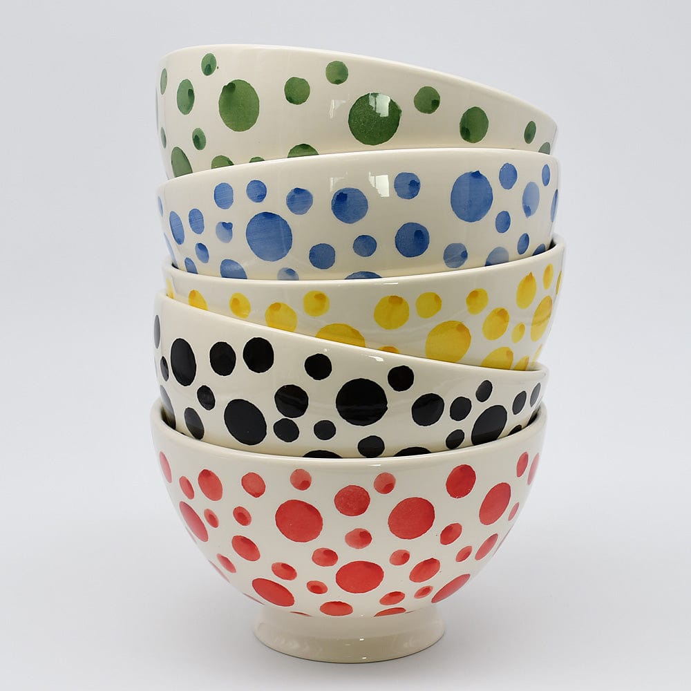 Ceramic Salad Bowl with Green Dots