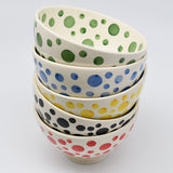 Ceramic Salad Bowl with Green Dots