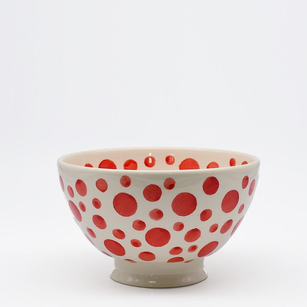 Ceramic Salad Bowl with Red Dots