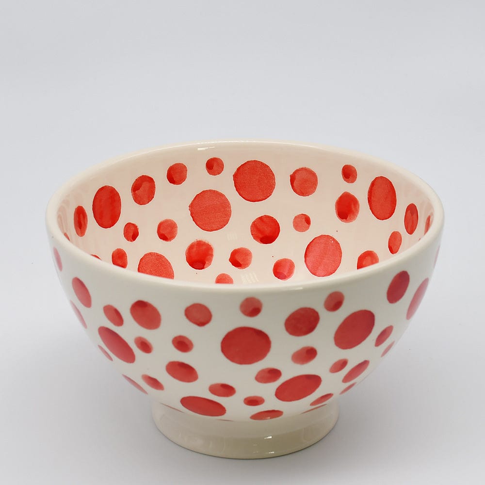 Ceramic Salad Bowl with Red Dots