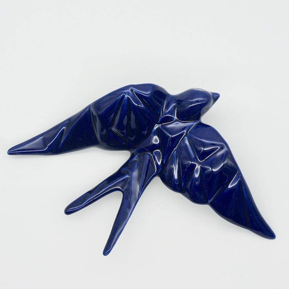 Ceramic Swallow Origami Style - Cobalt Blue 3.9"