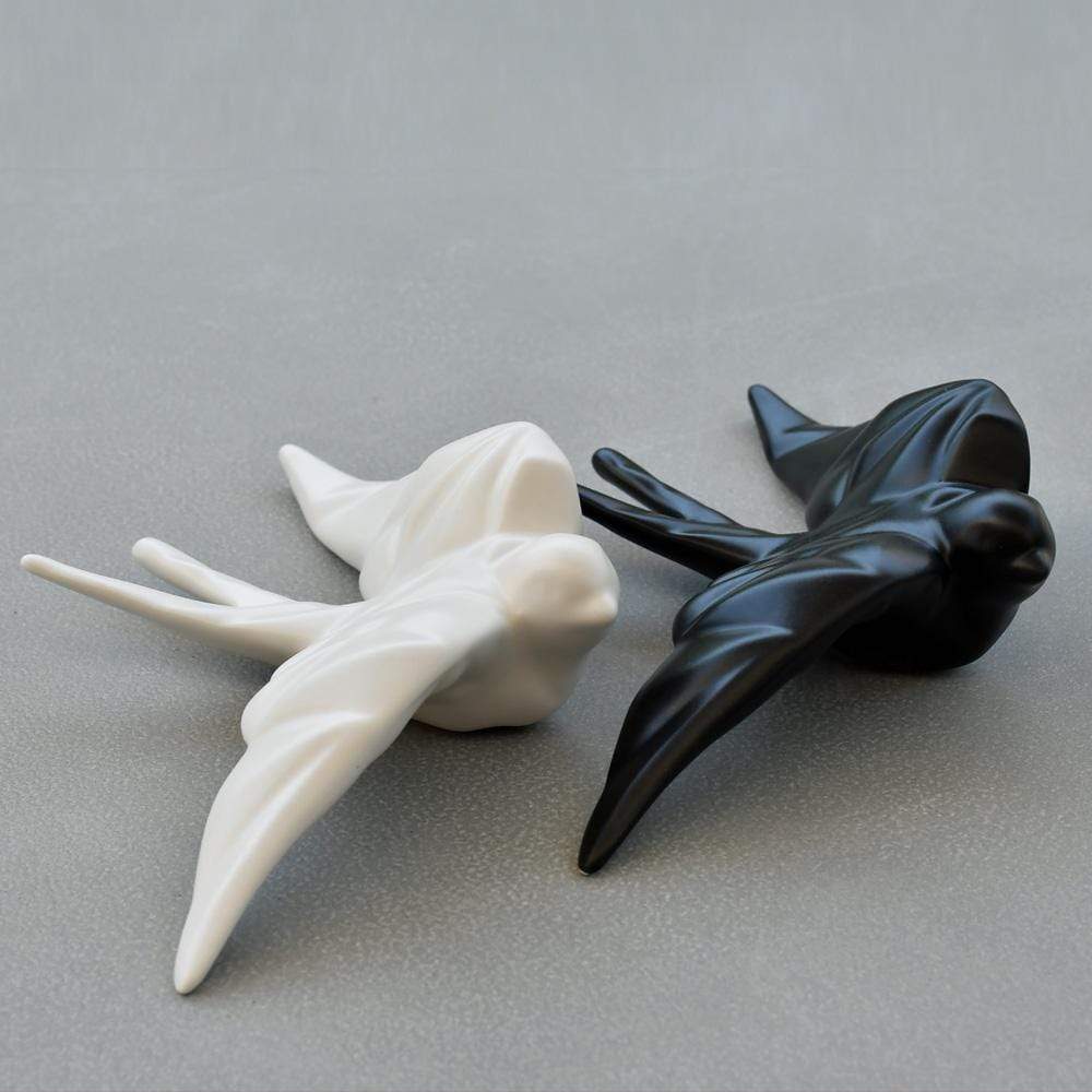 Ceramic Swallow Origami Style - Mat Black