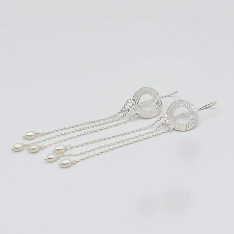 Circulo I Silver Filigree Earrings - 2.8''