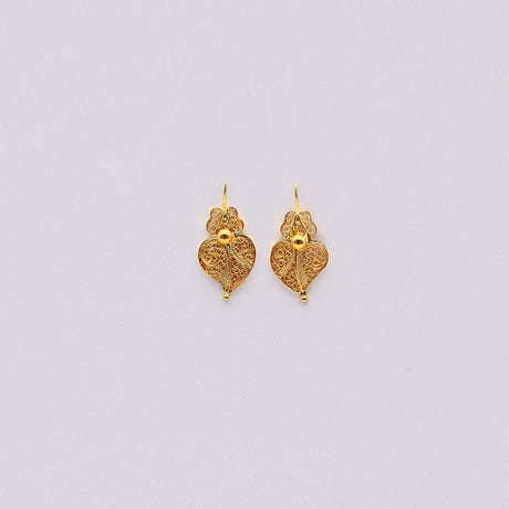 Coração de Viana I Gold-plated Silver Filigree Earrings - 1.0''