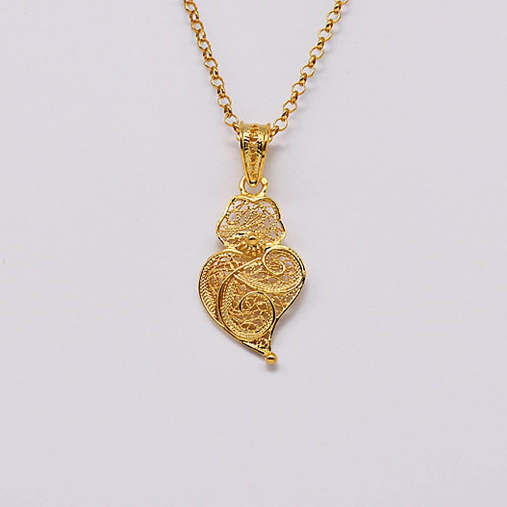 Coração de Viana I Gold-plated Silver Filigree Pendant - 1.2''