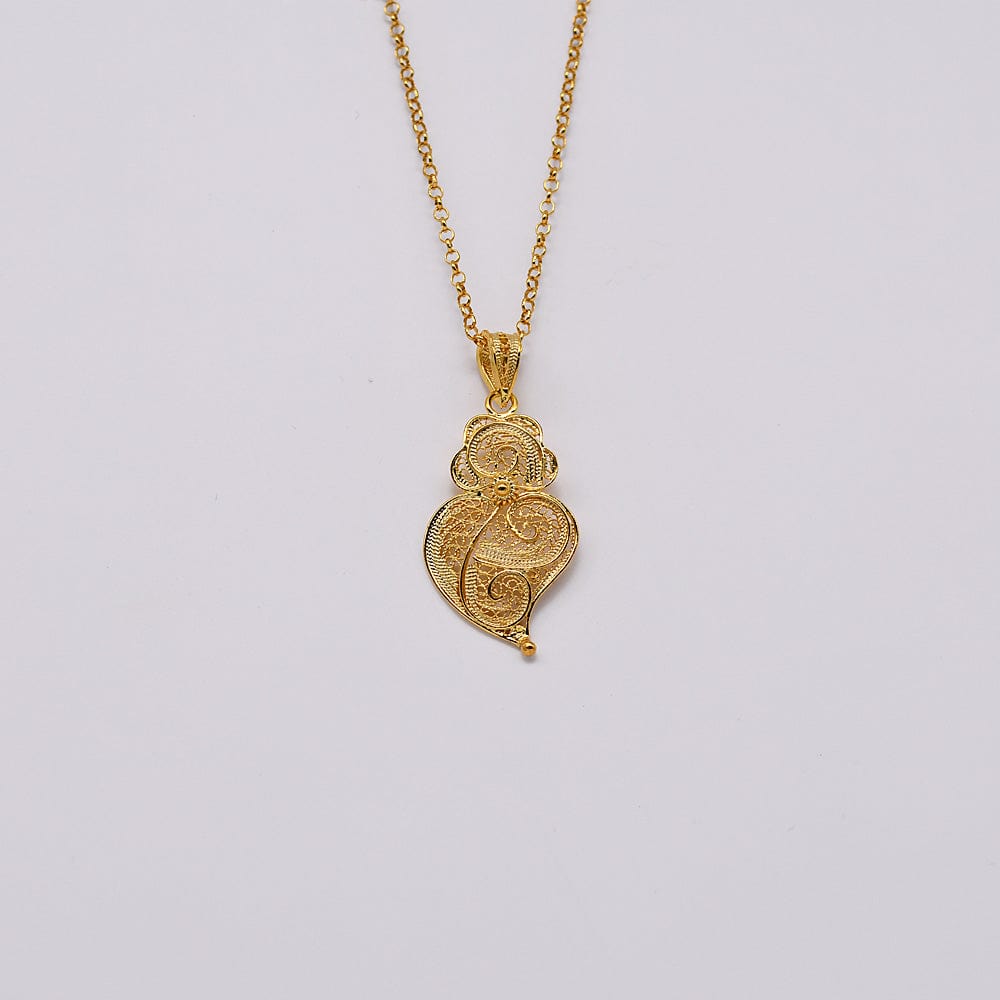 Coração de Viana I Gold-plated Silver Filigree Pendant - 1.4''