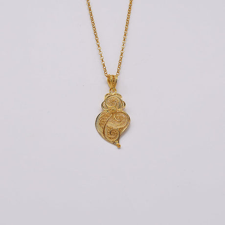 Coração de Viana I Gold-plated Silver Filigree Pendant - 1.4''