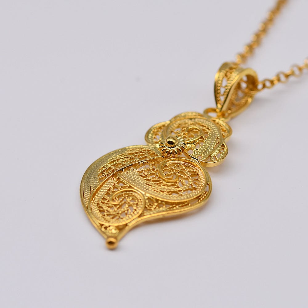 Coração de Viana I Gold-plated Silver Filigree Pendant - 1.4''